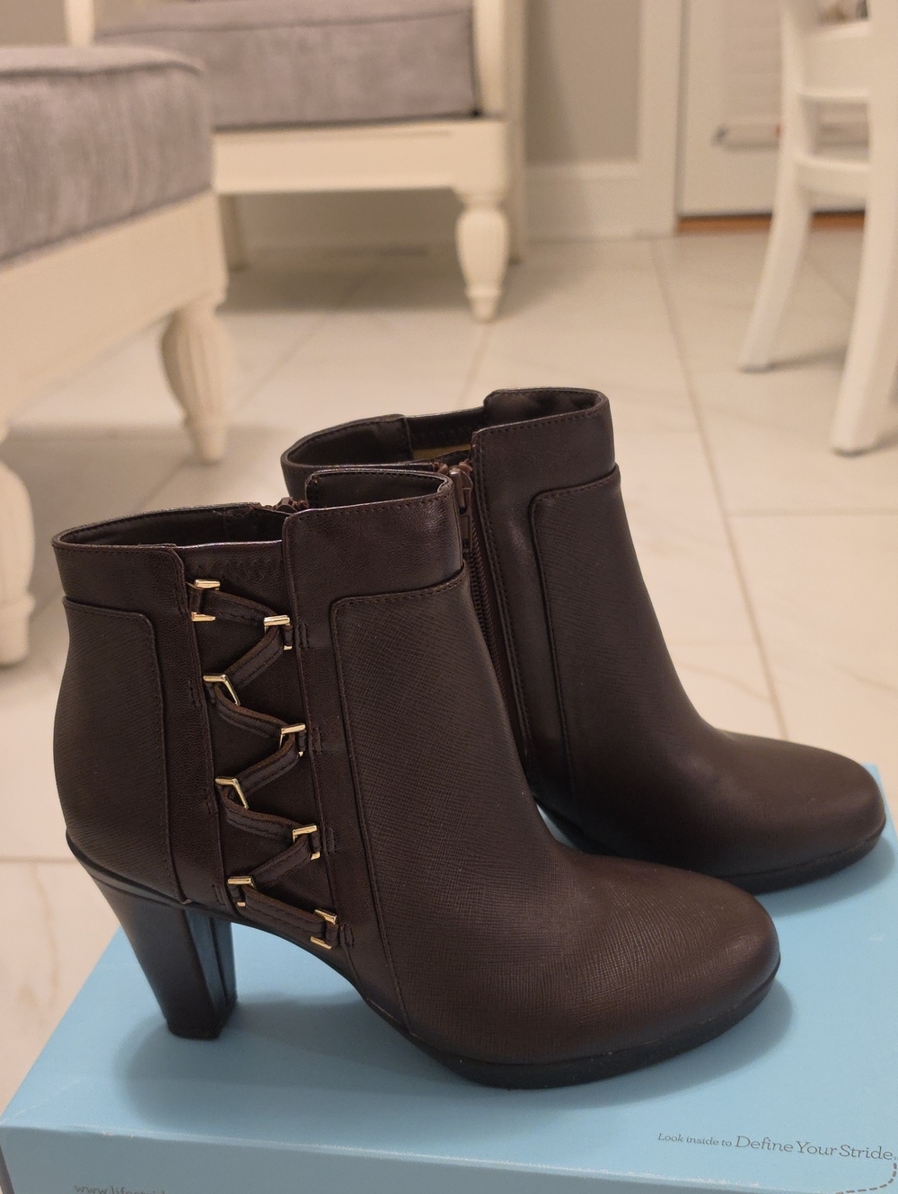 Classic Women's Ankle Boots in Dark Brown  Side-Zip Design Life Stride Worn 2x
